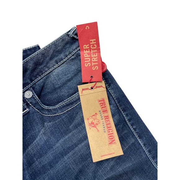 True Religion Womens Blue Super Stretch Slim Straight SIze 33 SKU 9278 - Picture 4 of 13